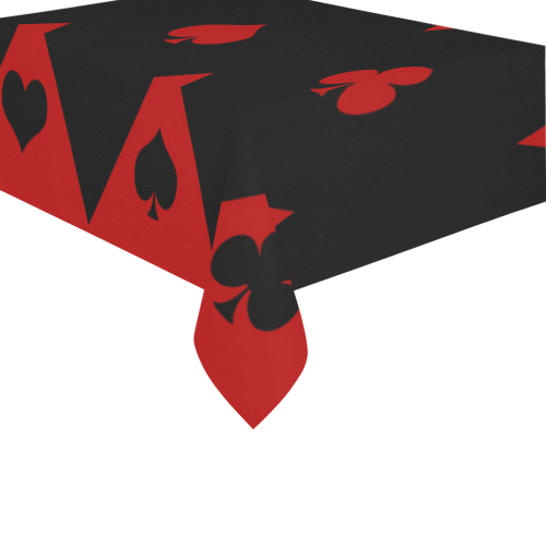 Las Vegas Black Red Play Card Shapes Cotton Linen Tablecloth 60" x 90"