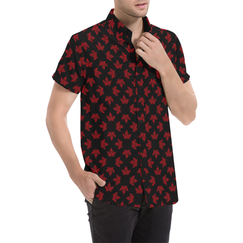 Cool Canada Souvenir Button Down Shirts Men's All Over Print Short Sleeve Shirt (Model T53)