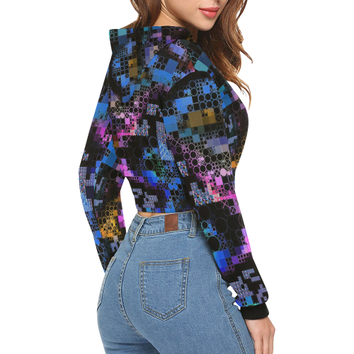 funny mix of shapes 1B by JamColors All Over Print Crop Hoodie for Women (Model H22)