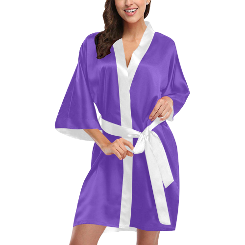 violet purple with white trim Kimono Robe