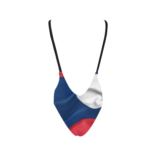 Laos Flag Sexy Low Back One-Piece Swimsuit (Model S09)