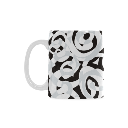 Black White Grey SPIRALS pattern ART Custom White Mug (11OZ)