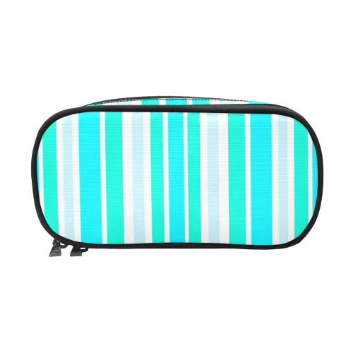 Turquoise Green Stripes Pencil Pouch/Large (Model 1680)
