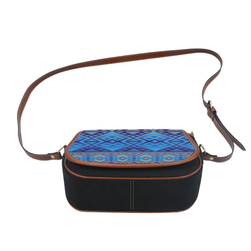 The Lodge design Blue Brown Saddle Bag/Small (Model 1649)(Flap Customization)