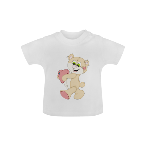 Patchwork Heart Teddy White Baby Classic T-Shirt (Model T30)