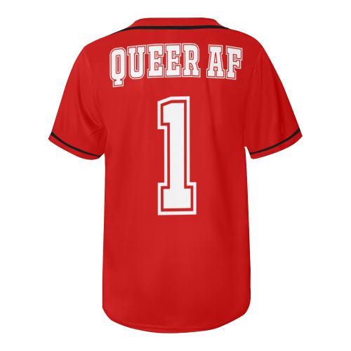 (RED) Queer AF Jersey All Over Print Baseball Jersey for Men (Model T50)