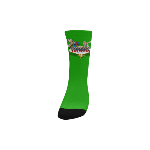 Las Vegas Welcome Sign Green Custom Socks for Kids