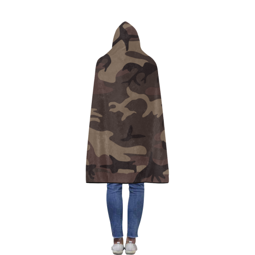 Camo Red Brown Flannel Hooded Blanket 50''x60''