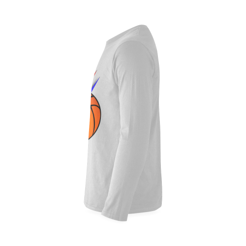 Basketball Lightning Bolt Red and Blue on Gray Sunny Men's T-shirt (long-sleeve) (Model T08)