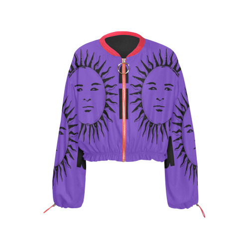 GOD Big Face CFJ Purple Cropped Chiffon Jacket for Women (Model H30)