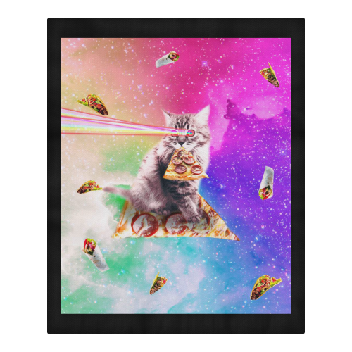 Outer Space Pizza Cat - Rainbow Laser, Taco, Burrito 3-Piece Bedding Set