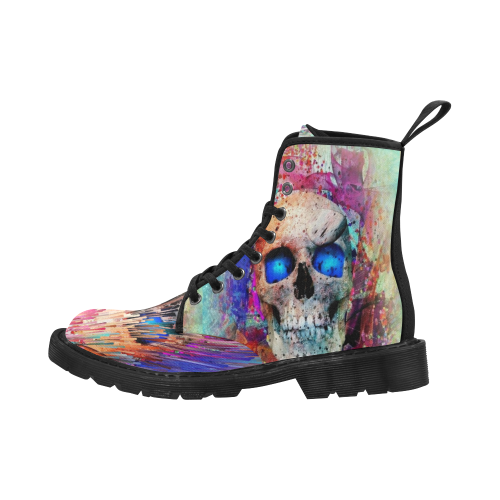 My Skull Popart by Nico Bielow Martin Boots for Men (Black) (Model 1203H)