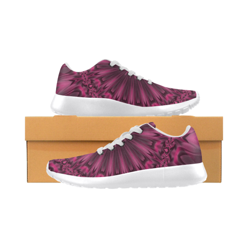 Fuchsia Pink Satin Shadows Fractal 1 Women’s Running Shoes (Model 020)