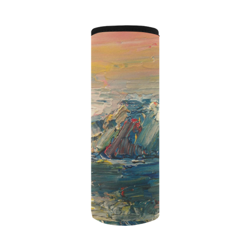Mountains painting Neoprene Water Bottle Pouch/Large
