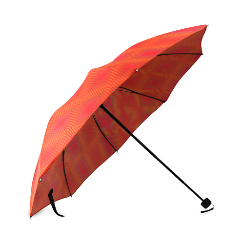 Red orange multicolored multiple squares Foldable Umbrella (Model U01)