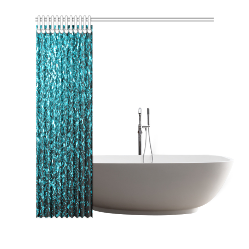 Beautiful Aqua blue glitter sparkles Shower Curtain 66"x72"