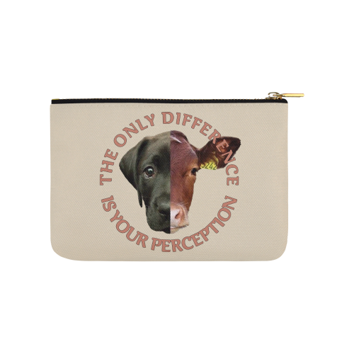 Vegan Cow and Dog Design with Slogan Carry-All Pouch 9.5''x6''