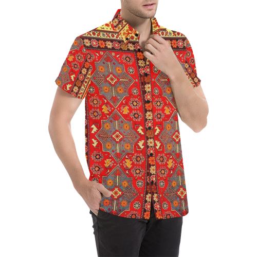 Azerbaijan Pattern 5 Men's All Over Print Short Sleeve Shirt/Large Size (Model T53)