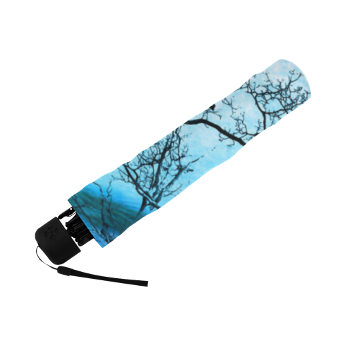 Dark Forest With Looking Eyes In Blue Violet Color Anti-UV Foldable Umbrella (Underside Printing) (U07)
