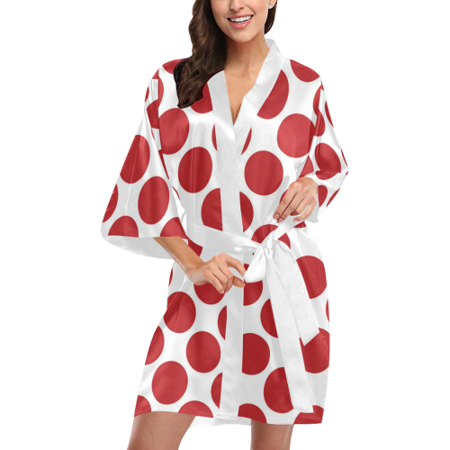 Red White Polka Dots Kimono Robe