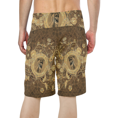 Awesome skull on a button Men's All Over Print Board Shorts (Model L16)