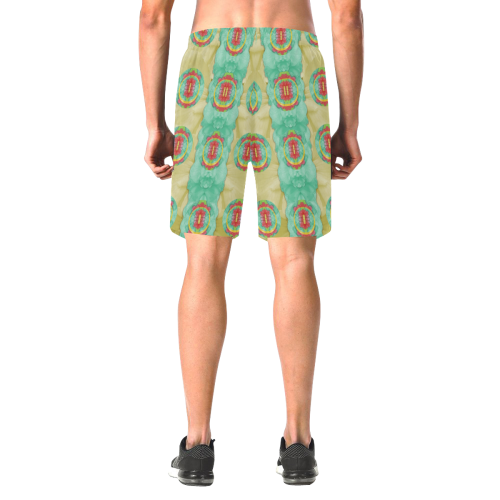 peace will be in fantasy flowers with love Men's All Over Print Elastic Beach Shorts (Model L20)