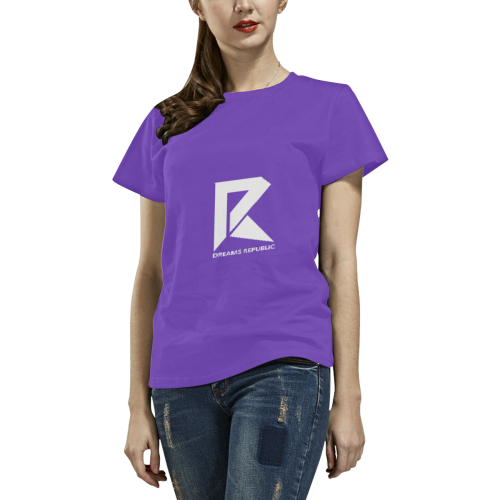 T-Shirt for Women(Purple and White) All Over Print T-Shirt for Women (USA Size) (Model T40)