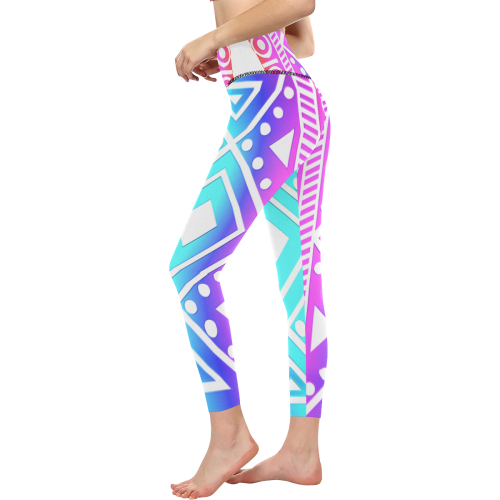Rainbow Multicolored Ethnic Abstract Design 3 Women's All Over Print High-Waisted Leggings (Model L36)