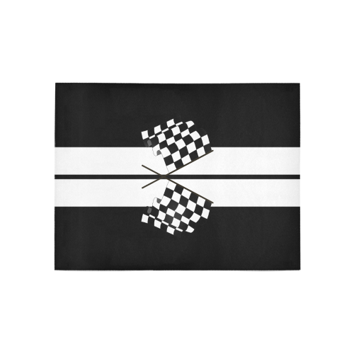Checkered Flags, Race Car Stripe Black and White Area Rug 5'3''x4'