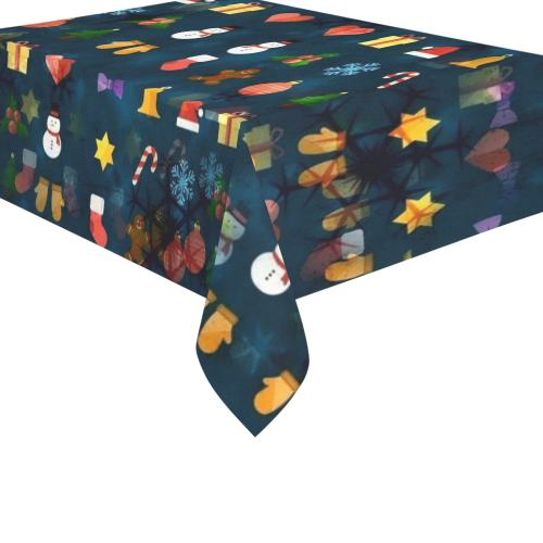 Oh Santa Pattern by K.Merske Cotton Linen Tablecloth 60"x 84"