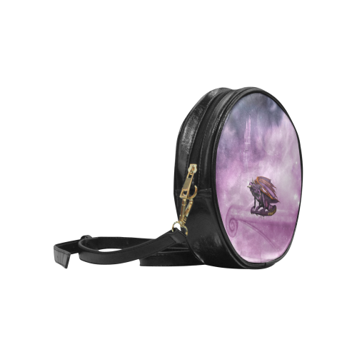 Wonderful violet dragon Round Sling Bag (Model 1647)