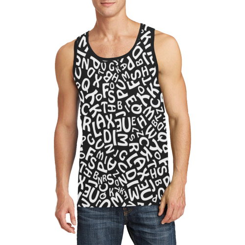 Alphabet Black and White Letters Men's All Over Print Tank Top (Model T57)