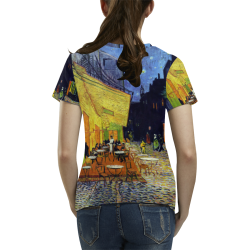 Vincent Willem van Gogh - Cafe Terrace at Night All Over Print T-Shirt for Women (USA Size) (Model T40)