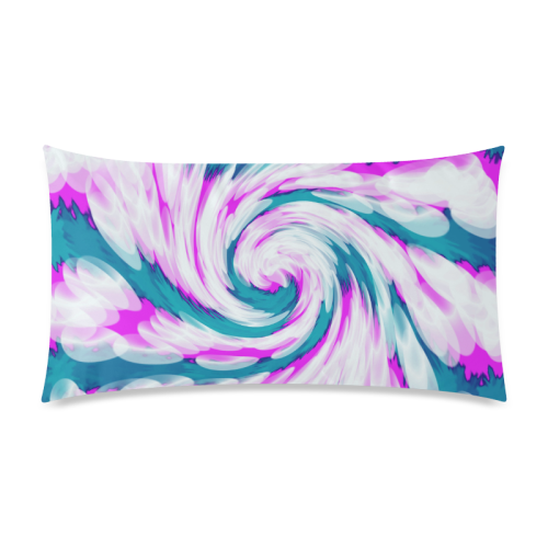 Turquoise Pink Tie Dye Swirl Abstract Rectangle Pillow Case 20"x36"(Twin Sides)