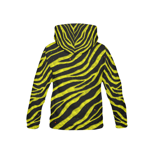 Ripped SpaceTime Stripes - Yellow All Over Print Hoodie for Kid (USA Size) (Model H13)