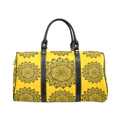 black mandala-yellow travel bag New Waterproof Travel Bag/Large (Model 1639)