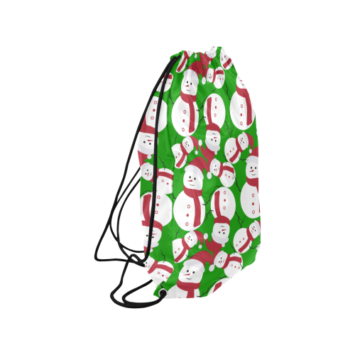 Snowman GREEN Medium Drawstring Bag Model 1604 (Twin Sides) 13.8"(W) * 18.1"(H)