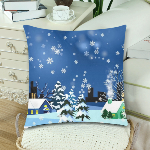 SNOWFLAKE CHISTMAS KINGDOM Custom Zippered Pillow Cases 18"x 18" (Twin Sides) (Set of 2)