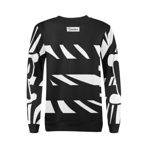 Black All Over Print Crewneck Sweatshirt for Women (Model H18)