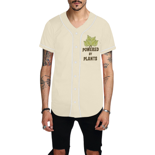 Powered by Plants (vegan) All Over Print Baseball Jersey for Men (Model T50)