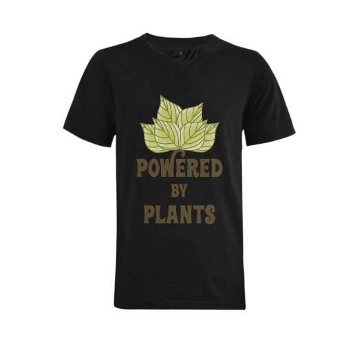 Powered by Plants (vegan) Men's V-Neck T-shirt  Big Size(USA Size) (Model T10)