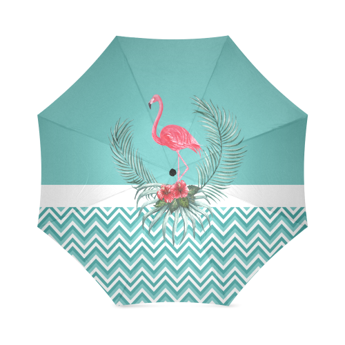 Retro Flamingo Chevron Foldable Umbrella (Model U01)