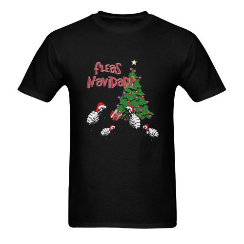 Christmas Fleas Feliz Navidad Black Men's T-shirt in USA Size (Two Sides Printing) (Model T02)