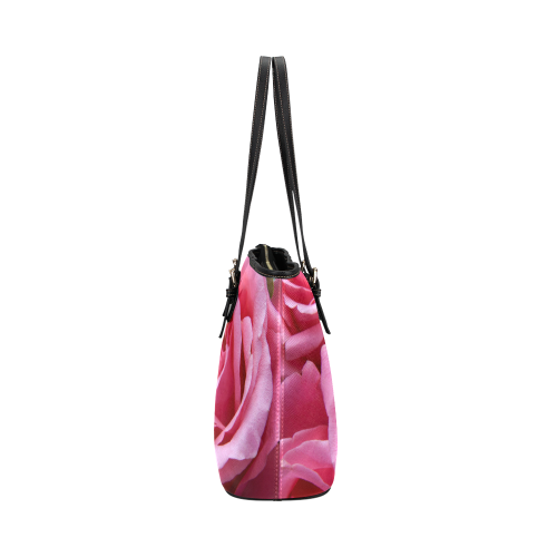 Roses pink Leather Tote Bag/Small (Model 1651)