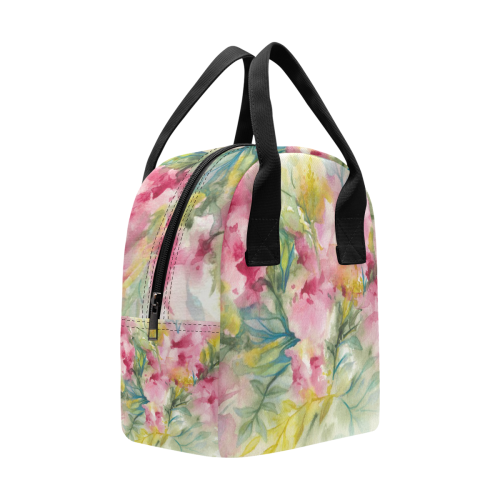 Pink Dreamy Flowers watercolors -floral Zipper Lunch Bag (Model 1689)