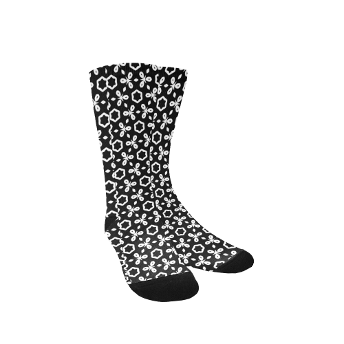 geometric pattern black and white Women's Custom Socks