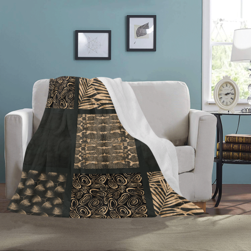 Exclusive Golden Black Python Patchwork Ultra-Soft Micro Fleece Blanket 50"x60"