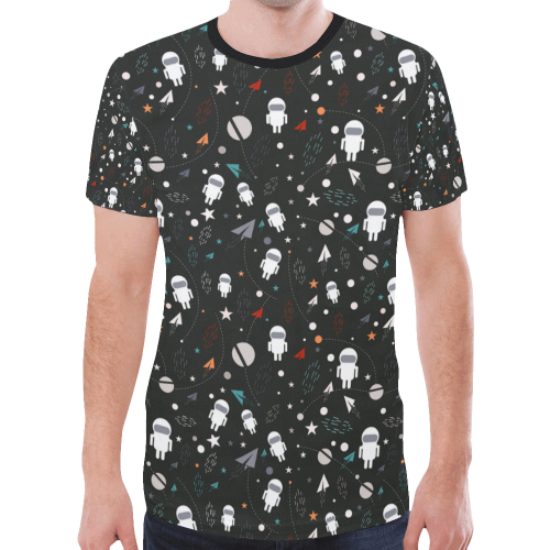 cartoon astronaut New All Over Print T-shirt for Men/Large Size (Model T45)