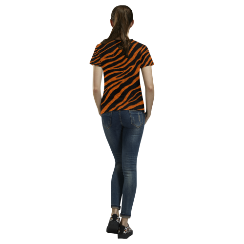 Ripped SpaceTime Stripes - Orange All Over Print T-shirt for Women/Large Size (USA Size) (Model T40)