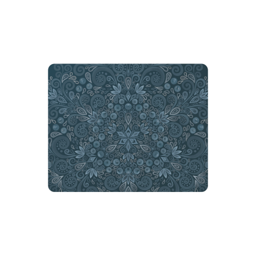 Blueberry Field, Blue, Watercolor Mandala Rectangle Mousepad